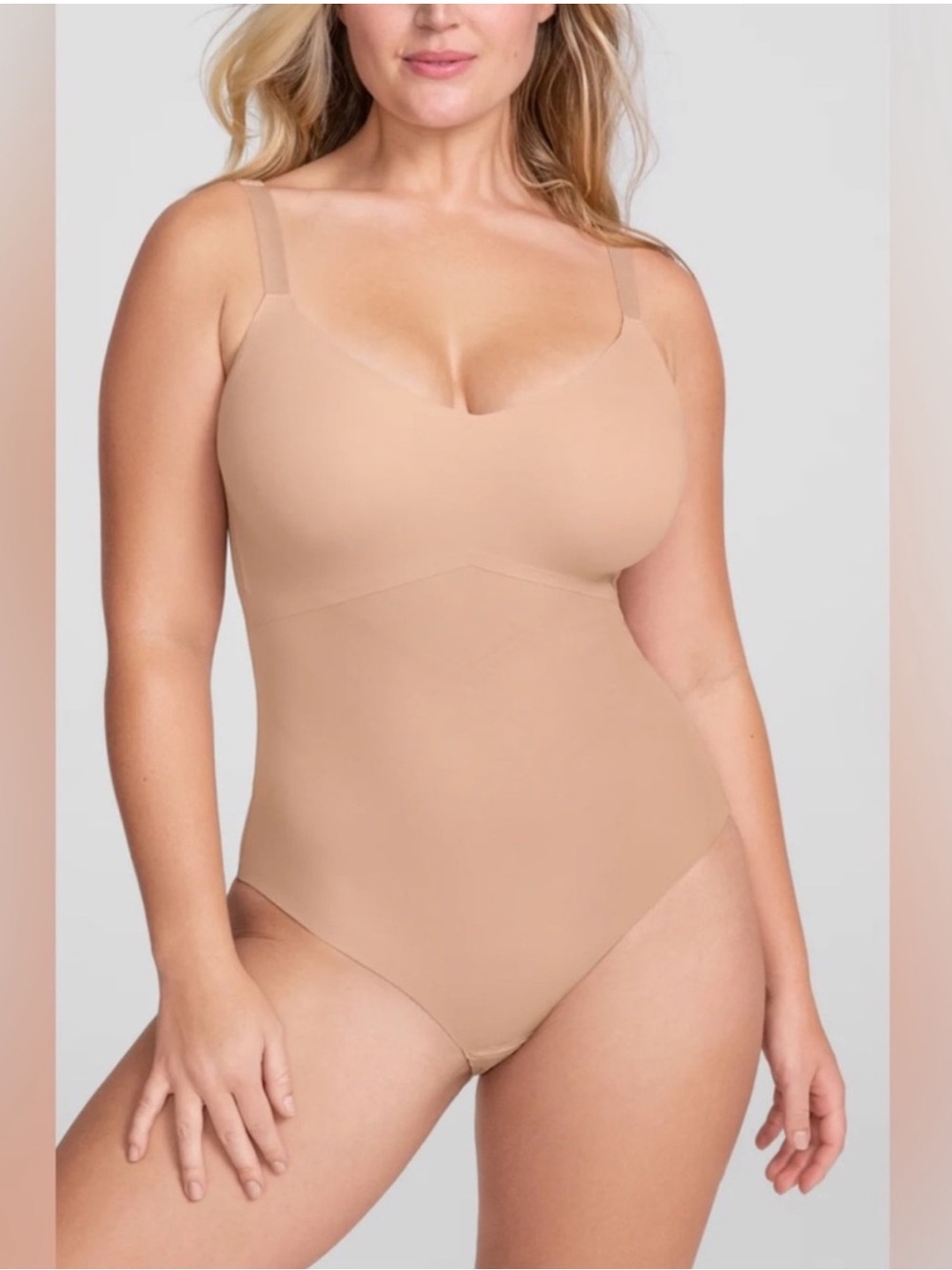 Honeylove Cami Bodysuit Shapewear Adjustable Straps No Padding Nude Sand Size XL